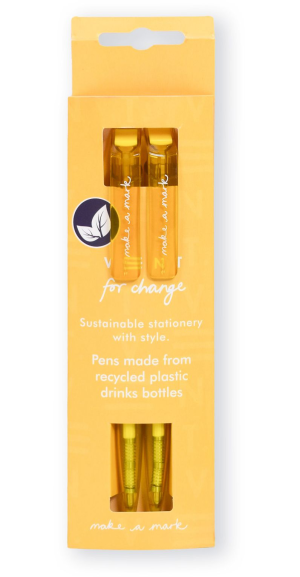 MAKE A MARK Recycled Pen Pack (2x Pens) Yellow