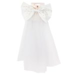 Bride to Be White Pearl Bow and Veil