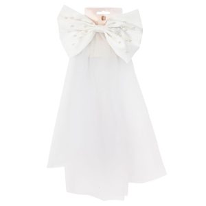 Bride to Be White Pearl Bow and Veil