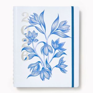 2025-2026 Paper Source Blue Lilies Weekly Desk Planner