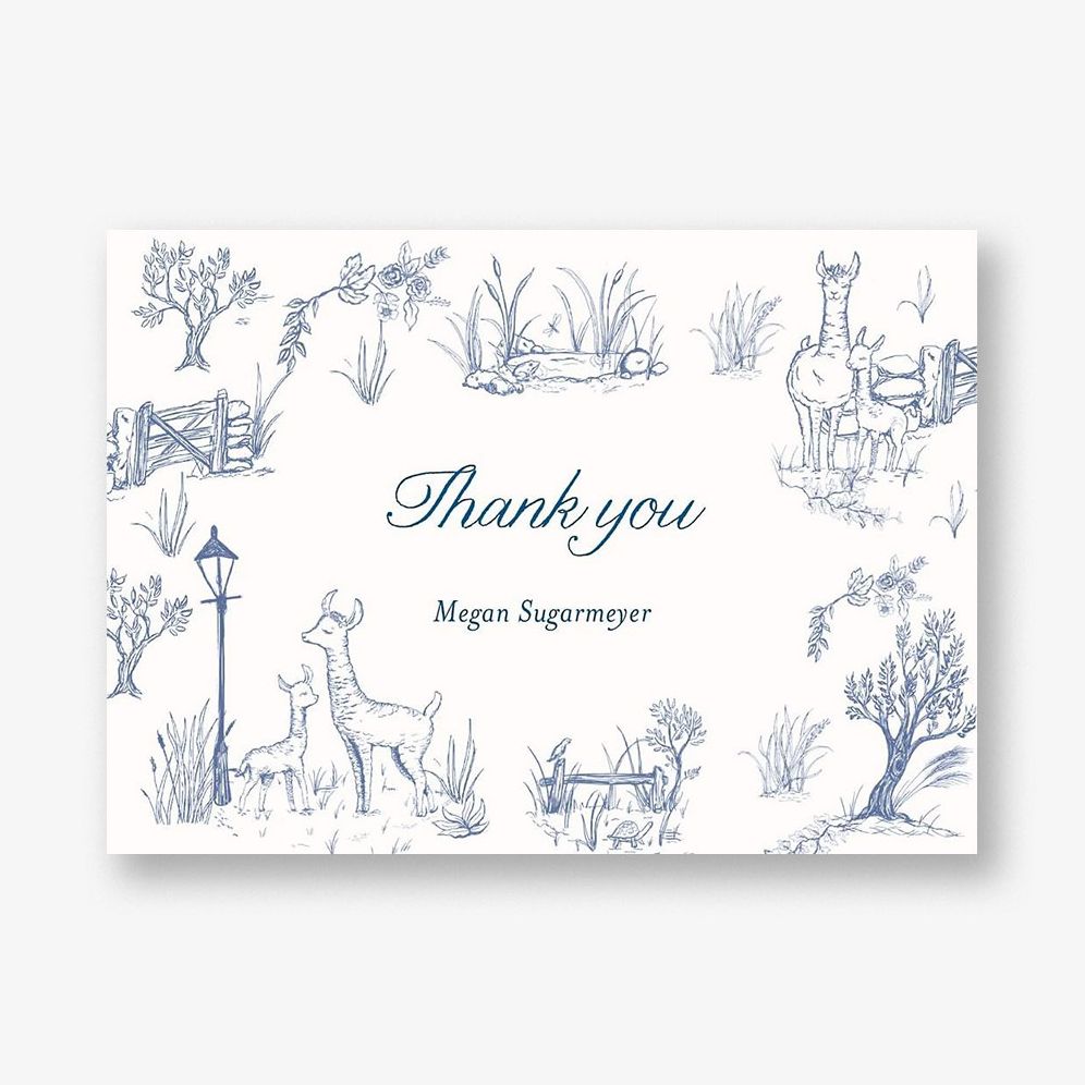 Llama Toile Thank You Notes