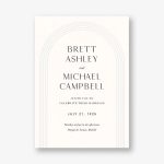 Embossed Arc on White Wedding Invitation