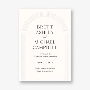 Embossed Arc on White Wedding Invitation