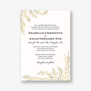 Foil Leaves Wedding Invitation