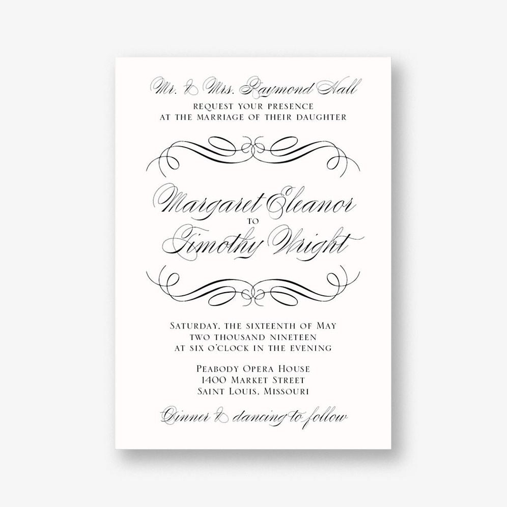 Calligraphy Flourish Wedding Invitation