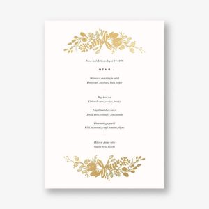 Floral Silhouette Foil Menu