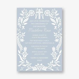 Floral Border Baptism Invitation