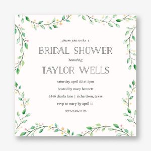 Greenery Wreath Border Bridal Shower Invitation