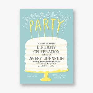 Cake Sparklers Birthday Party Invitation