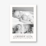 Three Photo Vertical Birth Announcement