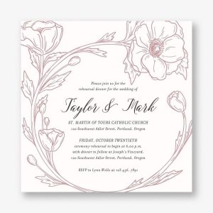 Floral Frame Square Rehearsal Dinner Invitation
