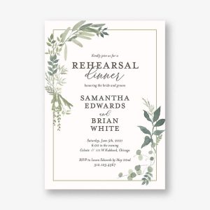 Verdant Wreath Rehearsal Dinner Invitation