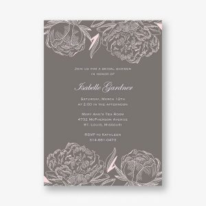Linework Peony Bridal Shower Invitation