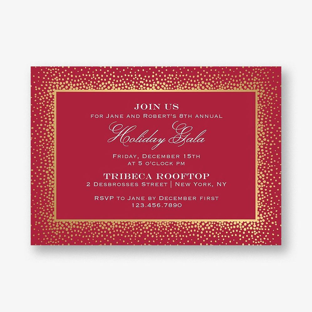 Champagne Border Holiday Party Invitation