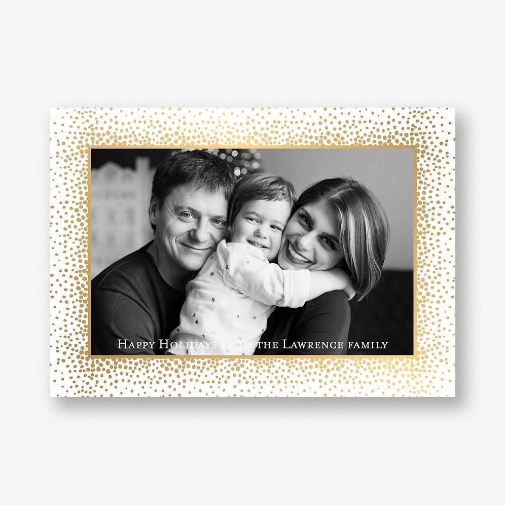 Champagne Border Holiday Photo Card Horizontal