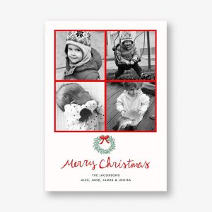 Merry Christmas Wreath Multi Photo Card