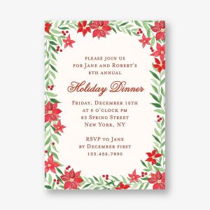 Poinsettia Border Holiday Party Invitation