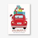 Santa Car with Presents Holiday Card