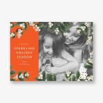 Mistletoe Accent Border Square Photo Card