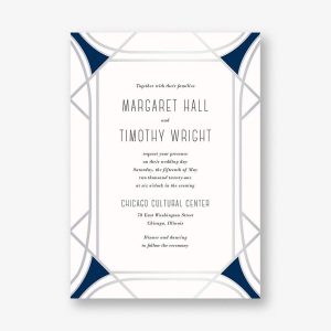 Faceted Gemstone Foil Stamped Wedding Invitation
