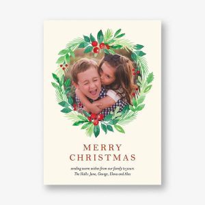 Winter Greenery Wreath Photo Card