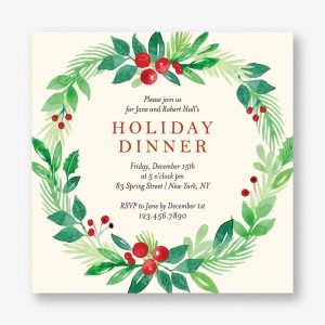 Winter Greenery Wreath Party Invitation