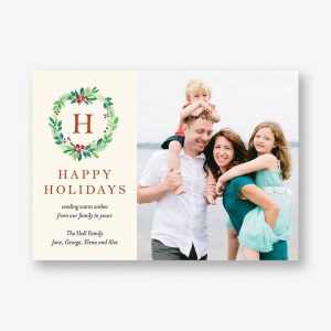 Winter Greenery Monogram Photo Card