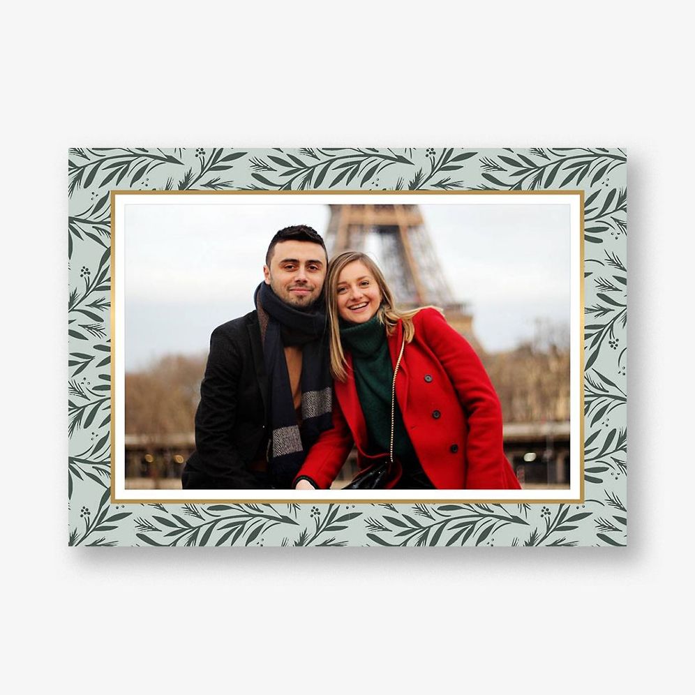 Winter Bough Border Horizontal Holiday Photo Card