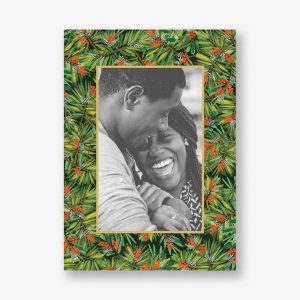 Pine and Gold Border Holiday Photo Card