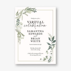 Verdant Wreath Wedding Announcement