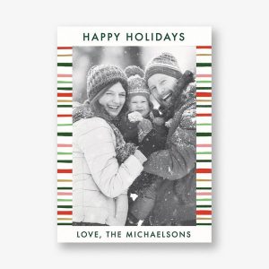 Holiday Stripes Vertical Photo Card