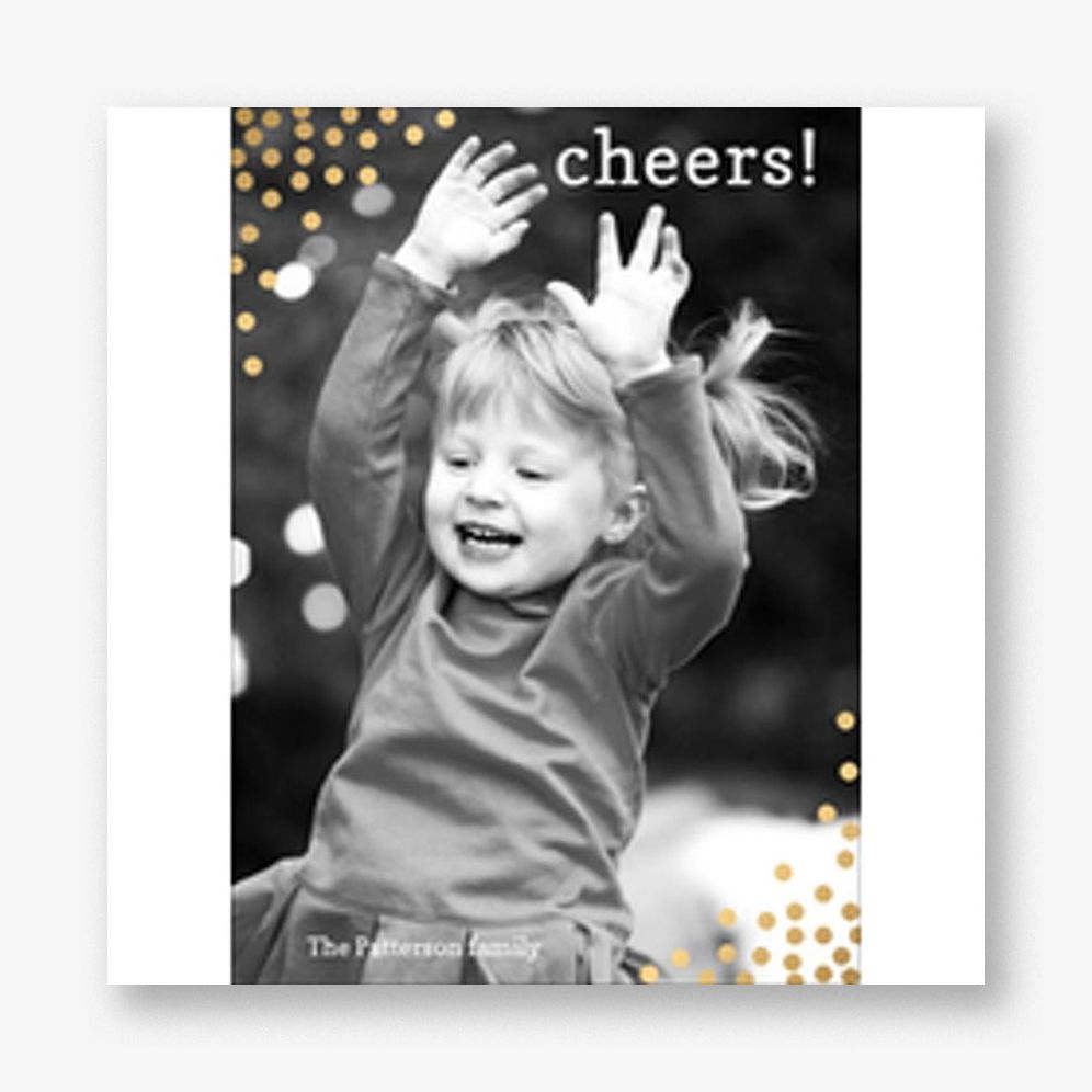 Foil Stamped Confetti Vertical Holiday Photo Card