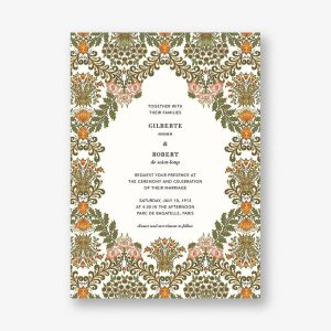 Floral Damask Wedding Invitation