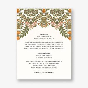 Floral Damask Information Card