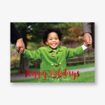 Foil Stamped Brush Horizontal Happy Holidays Photo Card
