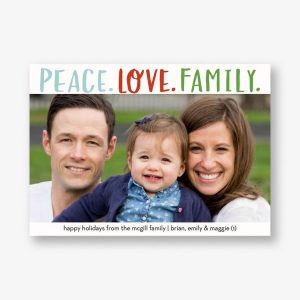 Peace Love Family Holiday Photo Card