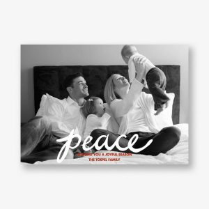 Peace Script Horizontal Holiday Photo Card