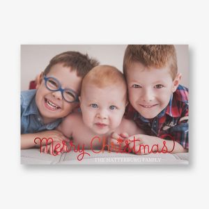 Foil Stamped Loop Script Bottom Merry Christmas Holiday Photo Card