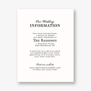 Chandelier Wedding Information Card