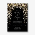 Sparkle Lights Black Wedding Invitation