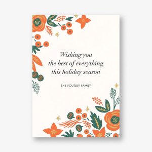 Letter Press Pointsettia Holiday Card