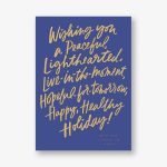Holiday Wishes Script Blue Holiday Card