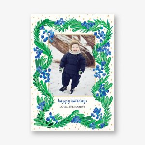 Blue Berries Holiday Photo Card