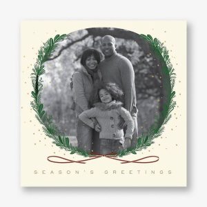 Snowy Sprigs Cream Holiday Photo Card