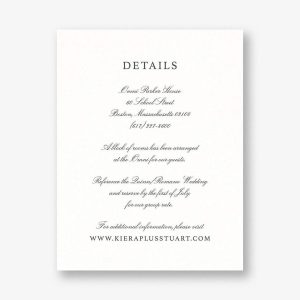 Botanical Wreath Monogram Information Card