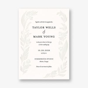 Black and White Floral Foil Wedding Invitation
