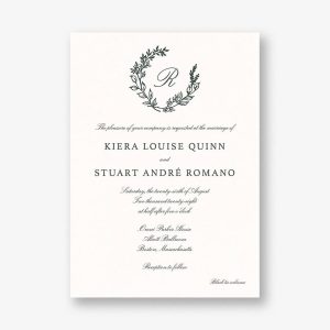 Botanical Wreath Monogram Wedding Invitation