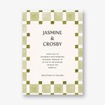 Organic Check Green Wedding Invitation