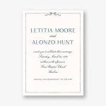 Bow Border Blue Wedding Invitation