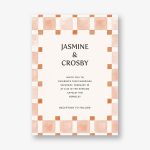 Organic Check Orange Wedding Invitation
